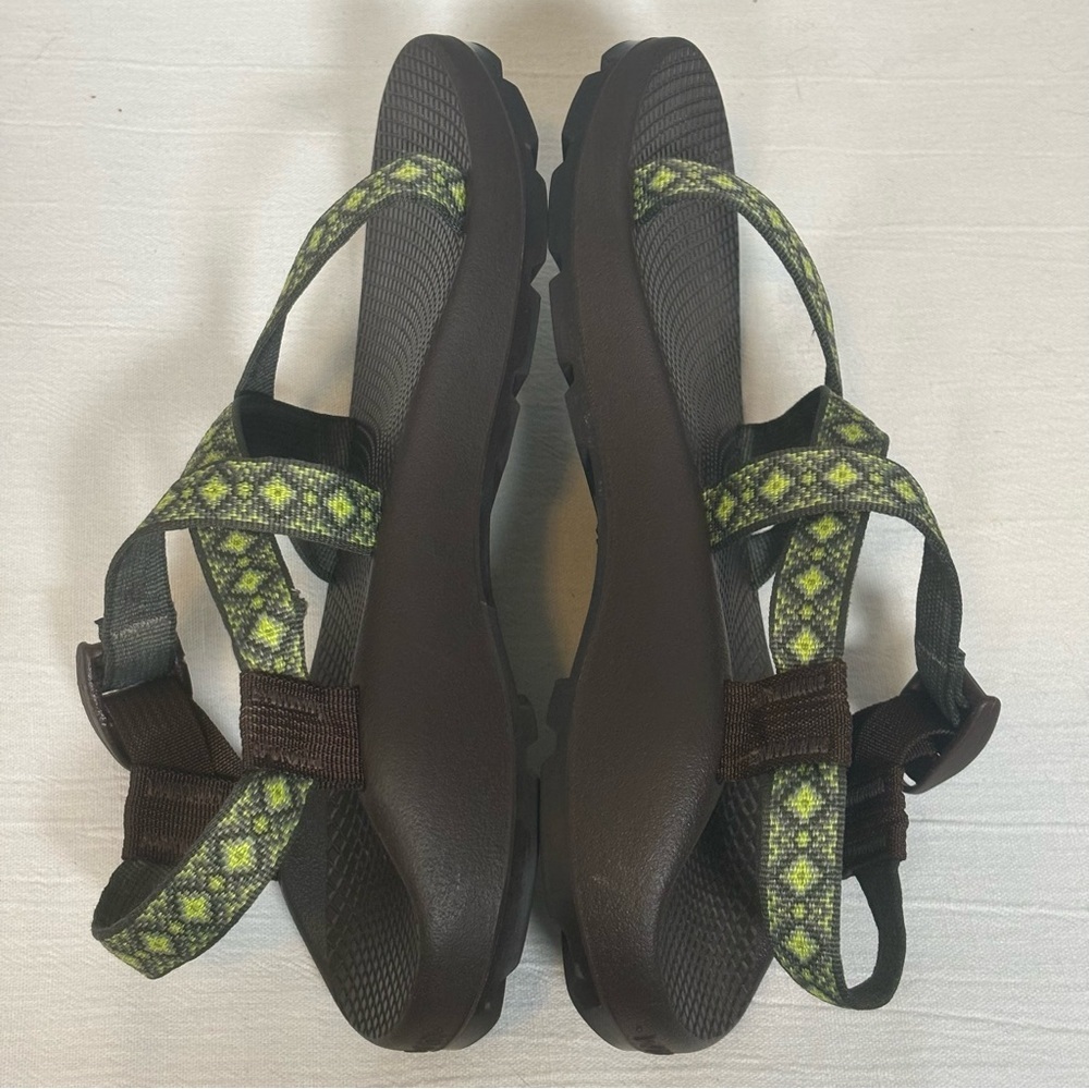 Chaco Z/1 Adjustable Strap Classic Diamond Pattern Sandals-Green-Women Size 10 - Picture 6 of 10